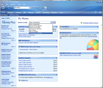 Microsoft Money Plus Sunset Home & Business screenshot