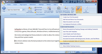 Microsoft Office 2007 Help Tab screenshot 4