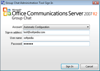 Microsoft Office Communications Server 2007 R2 Group Chat Administration Tool screenshot