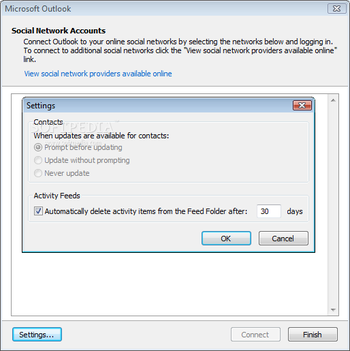 Microsoft Outlook Social Connector Provider for Facebook screenshot 2