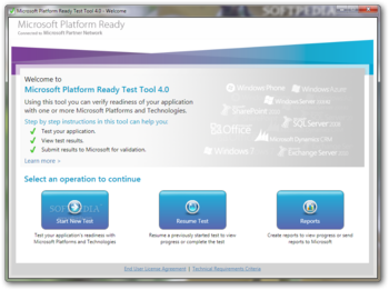 Microsoft Platform Ready Test Tool screenshot