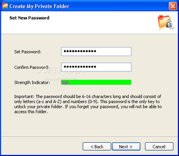 Microsoft Private Folder screenshot