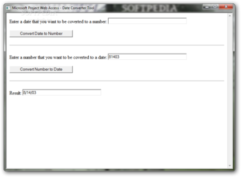 Microsoft Project Web Access - Date Converter Tool screenshot