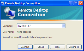 Microsoft Remote Desktop Connection screenshot