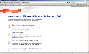 Microsoft Search Server Express 2010 screenshot