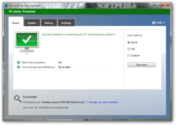 Microsoft Security Essentials screenshot