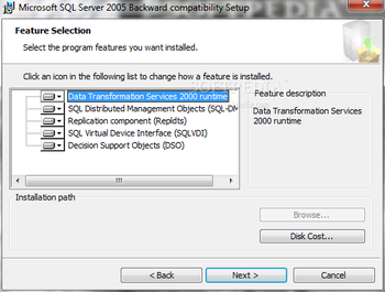 Microsoft SQL Server 2005 Backward Compatibility Components screenshot