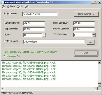 Microsoft VirtualEarth Map Downloader screenshot 2