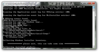 Microsoft Visual Studio and .NET Framework Log Collection Tool screenshot
