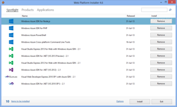 Microsoft Web Platform Installer screenshot