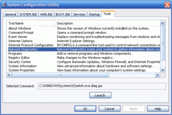 Microsoft Windows XP System Configuration Utility Update screenshot