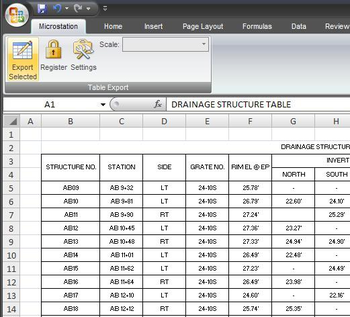 Microstation Table Exporter screenshot