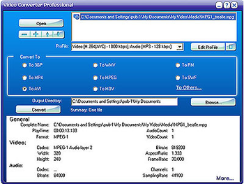 MicroVideo Video Converter Professional screenshot