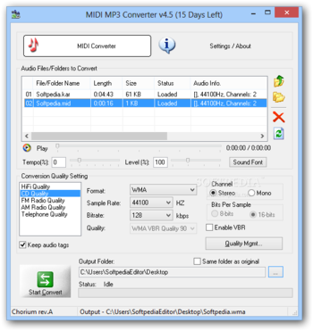MIDI MP3 Converter screenshot