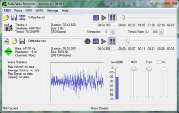 Midi2Wav Recorder screenshot