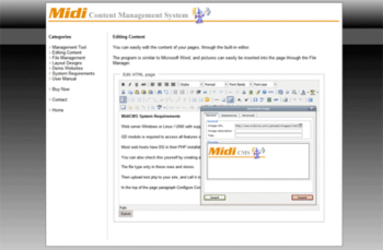 MidiCMS Website Builder screenshot