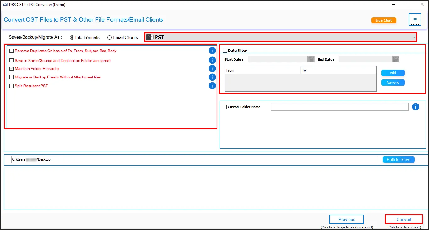 MIgrateEmails OST to PST Converter  screenshot