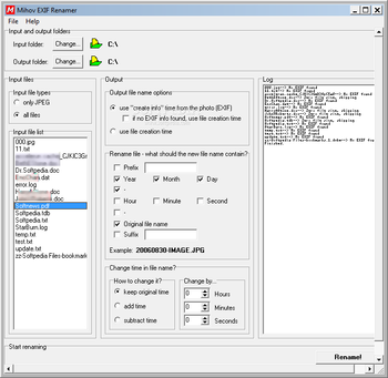 Mihov EXIF Renamer screenshot
