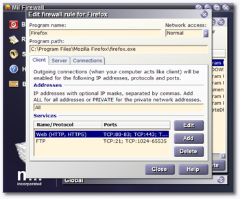 Mil Firewall screenshot