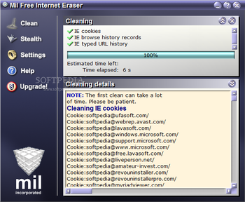 Mil Free Internet Eraser screenshot