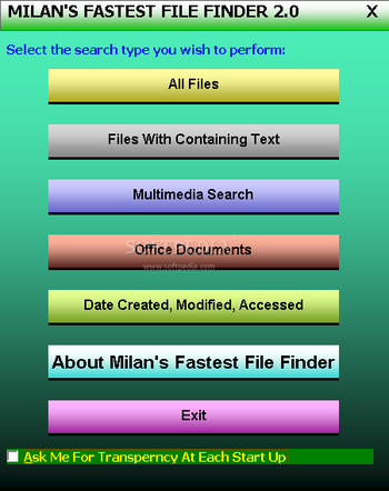 Milan's Fastest File Finder screenshot