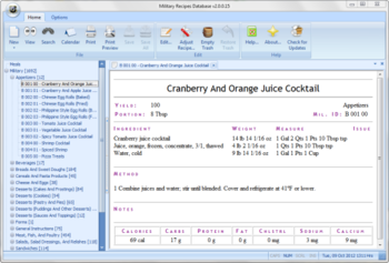Military Recipes Database screenshot