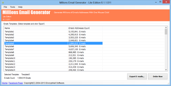 Millions Email Generator Lite Edition screenshot