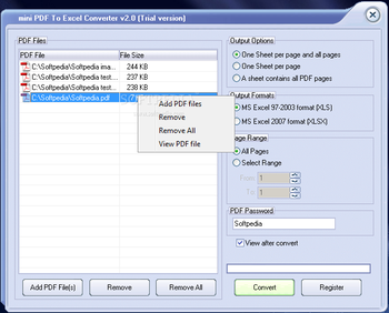 mini PDF to Excel Converter screenshot