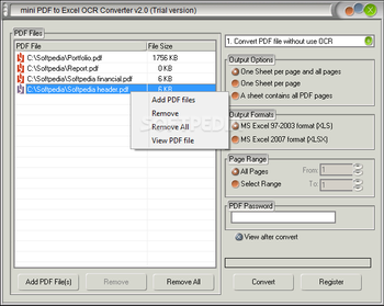 mini PDF to Excel OCR Converter screenshot