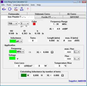 mini Ring Core Calculator screenshot