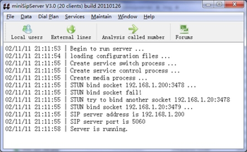 mini SIP Server  screenshot