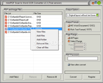 miniPDF Scan to Word OCR Converter screenshot