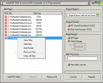 miniPDF to Word OCR Converter screenshot