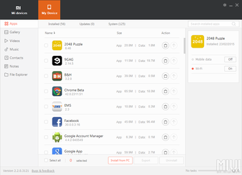 MiPCSuite screenshot 2