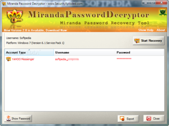 Miranda Password Decryptor Portable screenshot