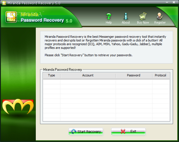 Miranda Password Recovery screenshot