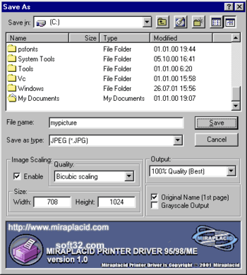 Miraplacid Printer Driver 95/98/ME screenshot 3