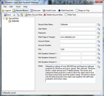 Mirrapass Login and Password Manager screenshot