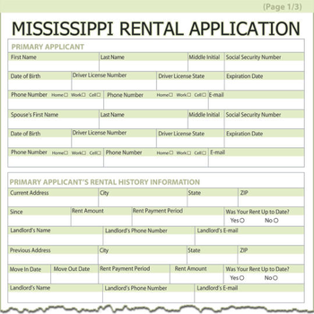 Mississippi Rental Application screenshot