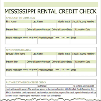 Mississippi Rental Credit Check screenshot