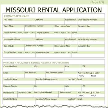 Missouri Rental Application screenshot