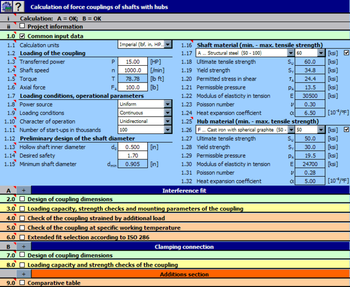 MITCalc - Force shaft connection screenshot