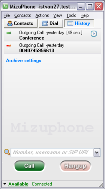 Mizu SoftPhone screenshot 3