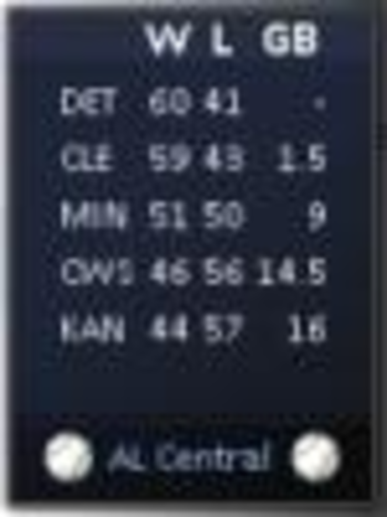 MLB Standings screenshot