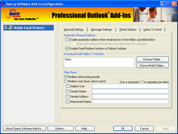 Mobile Email Redirect for Outlook 2007/Outlook 2003/Outlook 2002/Outlook 2000 screenshot