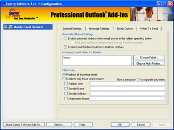 Mobile Email Redirect for Outlook 2010  screenshot