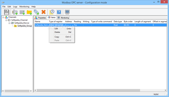 Modbus OPC server screenshot 2