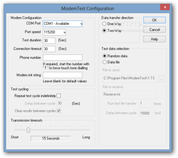 ModemTest screenshot 2