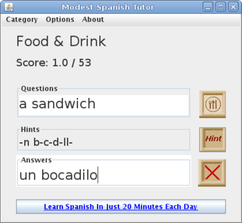 Modest Spanish Tutor screenshot