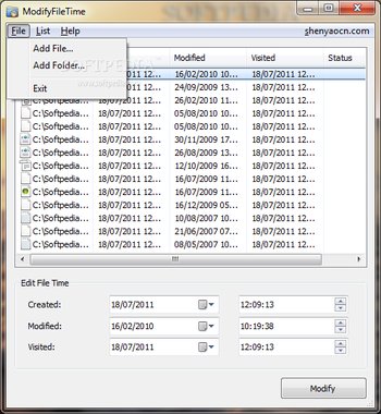 ModifyFileTime screenshot 2
